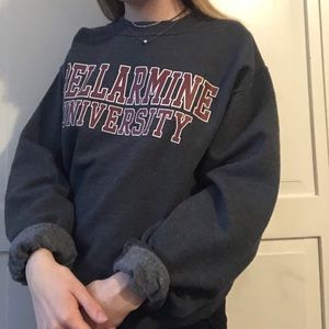 gray university sweatshirt